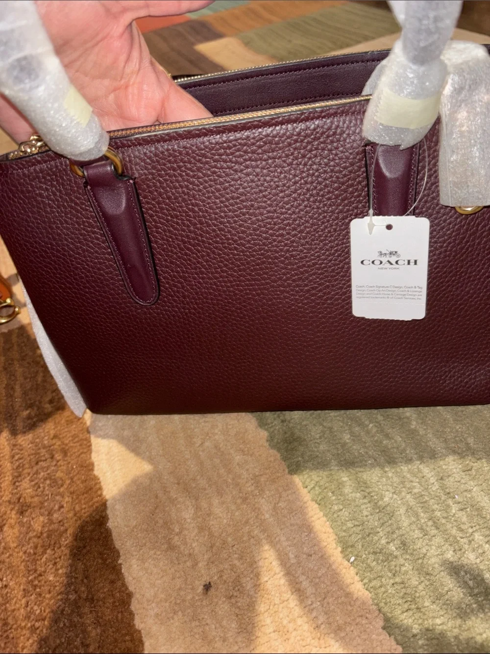 Coach Pebbled Leather Satchel in Wine